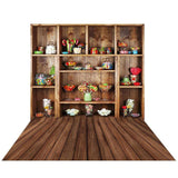 Allenjoy Candy Shelves Backdrop Children Wood Baby Shower Background Photocall