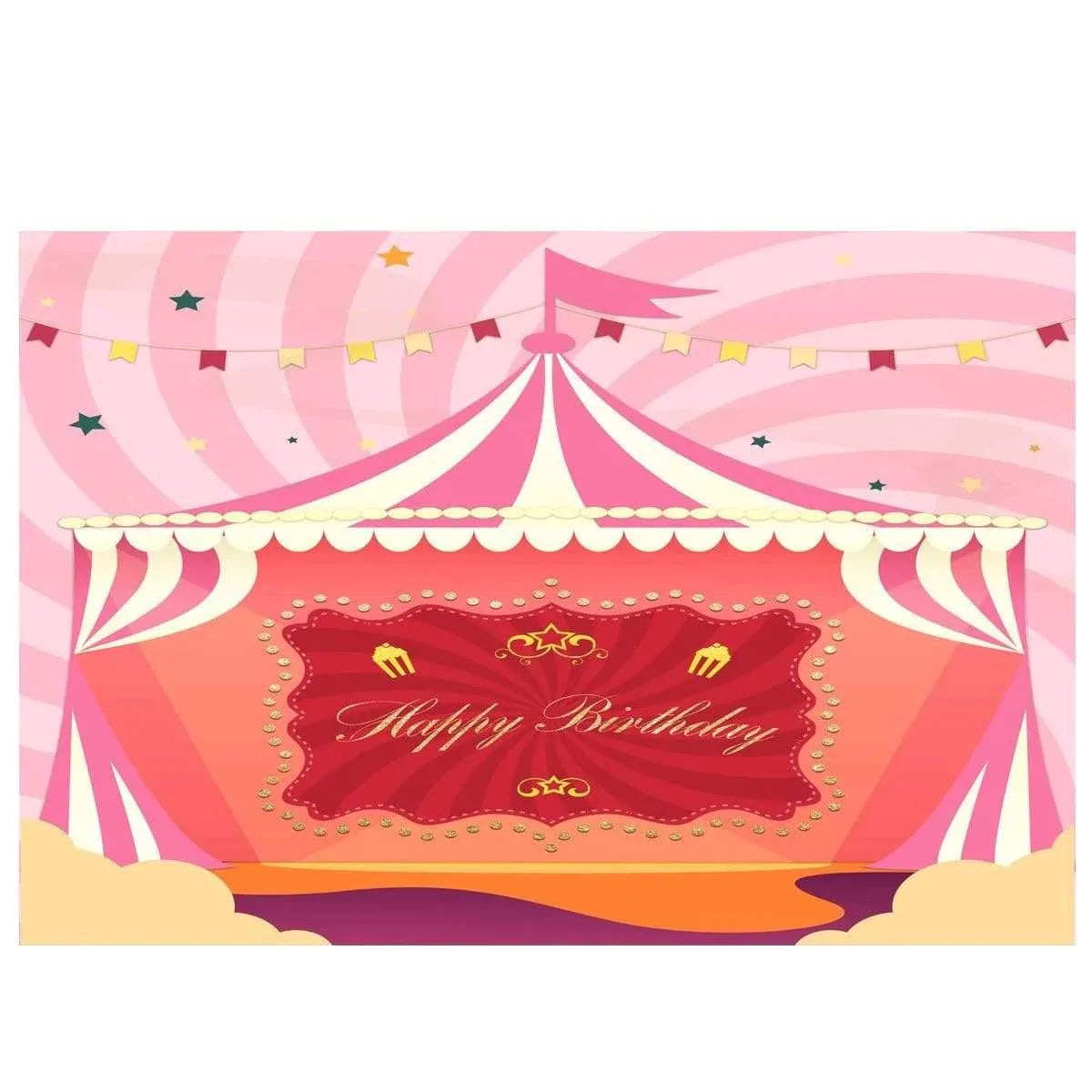 Allenjoy Children Circus Birthday Backdrop Pink Stripes Cartoon Star Flag Baby Shower - Allenjoystudio