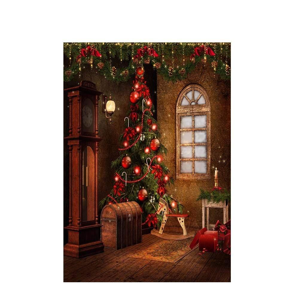 Allenjoy Christmas Tree Window Trojan Horse Living Room Backdrop - Allenjoystudio