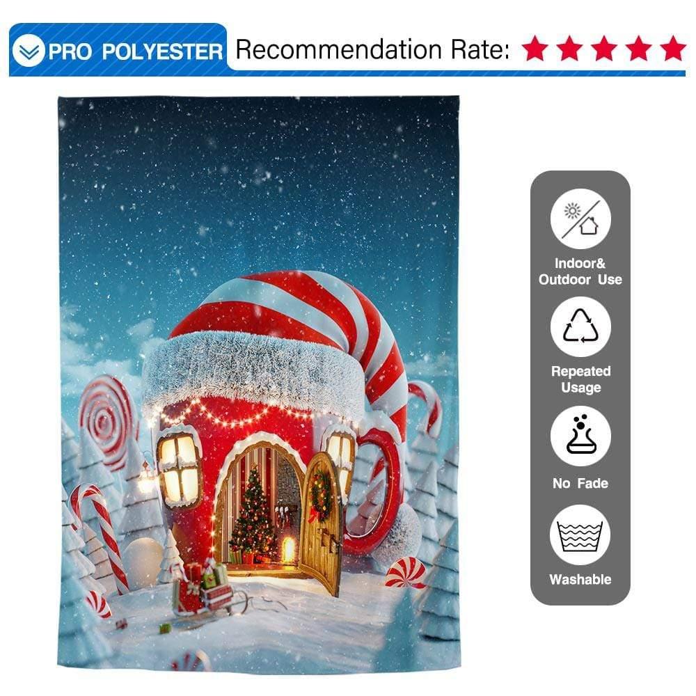 Allenjoy Christmas Backdrop Red House Blue Starry Snowy Night Backdrop - Allenjoystudio