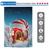 Allenjoy Christmas Backdrop Red House Blue Starry Snowy Night Backdrop - Allenjoystudio