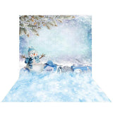 Allenjoy Christmas  Snowman Winter Gift Blue Bokeh Backdrop