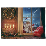 Allenjoy Christmas Backdrop Window Santa Claus Wreath Background Photobooth Photo Props - Allenjoystudio