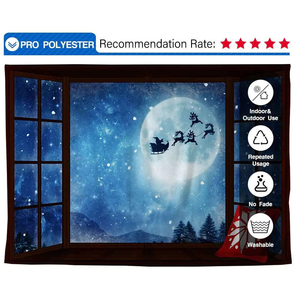 Allenjoy Christmas Snowflake Winter Moon Deers Pillow Window Backdrop - Allenjoystudio