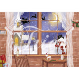 Allenjoy Christmas Backdrop Window Snowman Gifts Trojan Decor for Photobooth