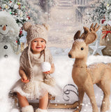 Allenjoy Christmas Outdoor Pine Tree Snowman Deer Backdrop for Children - Allenjoystudio