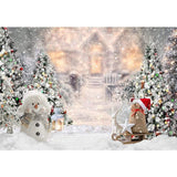 Allenjoy Christmas Outdoor Pine Tree Snowman Deer Backdrop for Children - Allenjoystudio