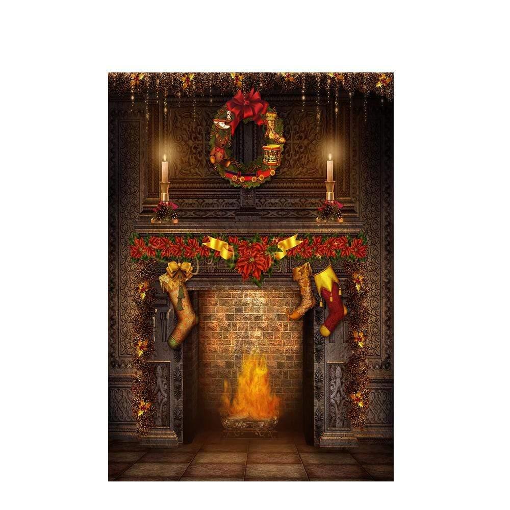 Allenjoy Christmas Solemnly Fireplace Backdrop for Family - Allenjoystudio