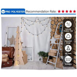 Allenjoy Christmas Tree Wood Wall Ladder Bokeh Light Indoor Backdrop - Allenjoystudio