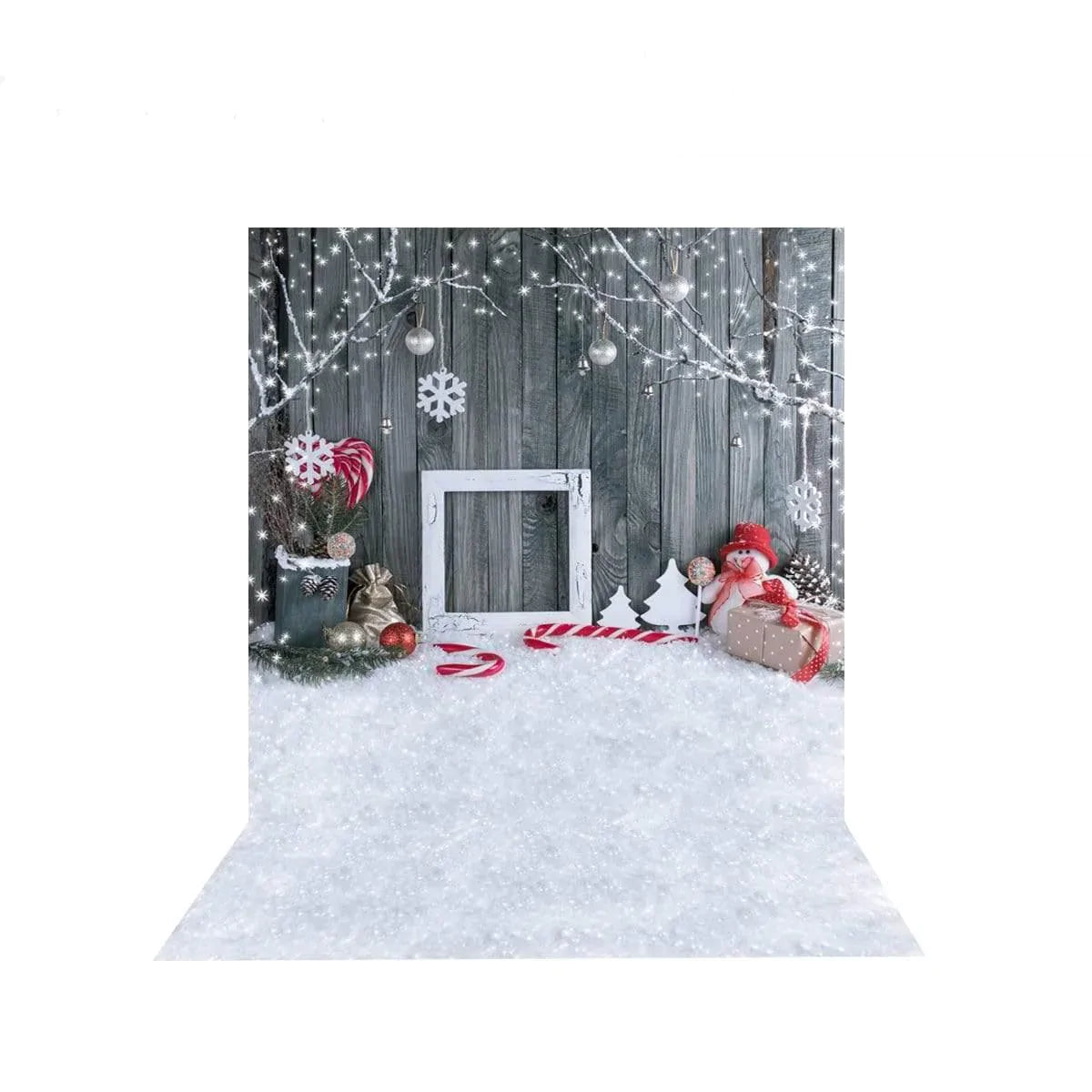 Allenjoy Christmas Snowman Gray Wood Wall Winter Snowflake Backdrop - Allenjoystudio