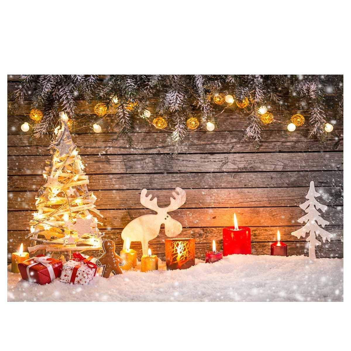 Allenjoy Christmas Tree Candles Elk Gingerbread Gifts Backdrop - Allenjoystudio