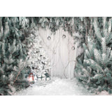 Allenjoy Christmas Tree Snow White Wonderland Backdrop