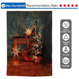 Allenjoy Christmas Tree Stars Gifts Fireplace Haze Blue Backdrop - Allenjoystudio