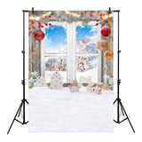 Allenjoy Christmas Window Photography Background Snowflake Winter Backdrop Photoshoot