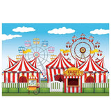 Allenjoy Circus Backdrop Cartoon for Children Curtain Ferris Wheel Photographic Background