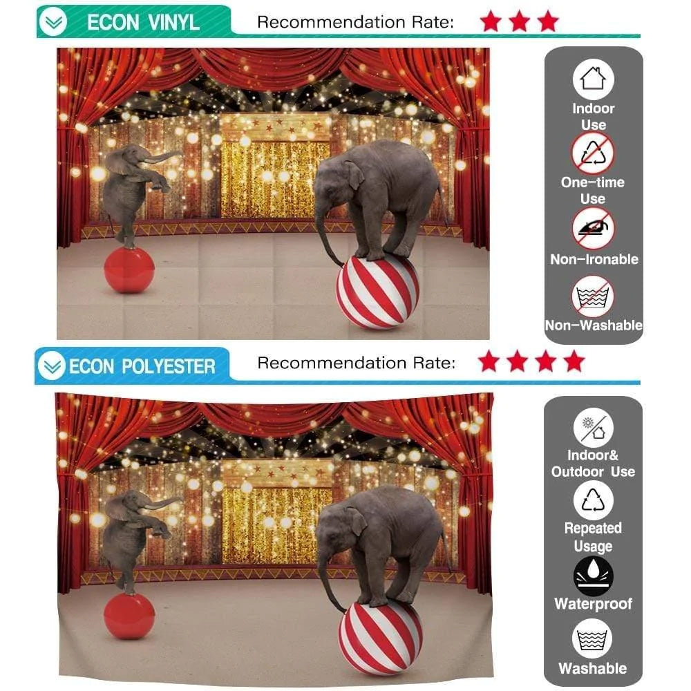 Allenjoy Circus Backdrop for Children Birthday Party Elephant Red Curtain Glitter - Allenjoystudio