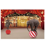 Allenjoy Circus Backdrop for Children Birthday Party Elephant Red Curtain Glitter - Allenjoystudio