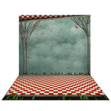 Allenjoy Circus Backdrop for Home Party Red White Plaid Tree Butterfly Stage Children