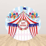 Allenjoy Circus Balloon  Colorful Flag Round Backdrop