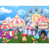 Allenjoy Circus Cloud Ferris Wheel Backdrop Hand-Painted for Children Birthday Baby Shower