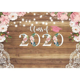Allenjoy Class of Custom Year Pink Floral Wooden Graduation Background for Girls