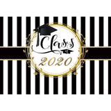 Allenjoy Class of Custom Year Black and White Stripes Graduation Backdrop