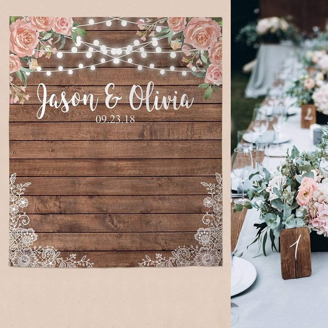Allenjoy Custom Backdrop Wood Wallpaper for Wedding Bridal Shower Anniversary Love Photoshoot - Allenjoystudio