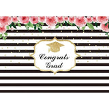 Allenjoy Custom Graduation Backdrop Black and White Golden Dots Floral for Prom Party