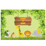 Allenjoy Custom Name Wooden Brand animals in Forest Backdrop