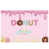 Allenjoy Donut Pink Brick Wall Backdrop for Birthday