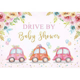 Allenjoy Drive By Baby Shower Pink Flower Car Backdorp