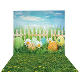 Allenjoy Easter Eggs Green Grass Fence for Spring Backdrop