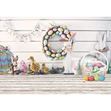 Allenjoy Easter Backdrop Eggs White Wood Wall for Photoraphy