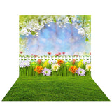 Allenjoy Easter Backdrop Eggs Grass Colorful Garden for Spring Photography
