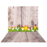 Allenjoy Easter Backdrop Eggs Grass m Decor Wood Wall and Floor