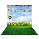 Allenjoy Colorul Hanging Easter Eggs Mailbox Floret Green Grass Backdrop - Allenjoystudio