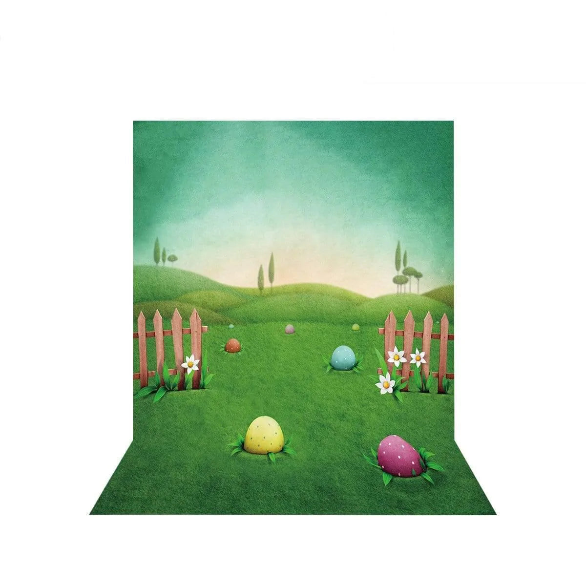 Allenjoy Easter Egg Backdrops Green Grass Small Hills for Children Photography - Allenjoystudio