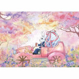 Allenjoy Easter Drawn-Painted Bunny Colorful Floral Retro Car Backdrop - Allenjoystudio