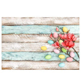 Allenjoy Easter Eggs Flowers Retro Colorful Wooden Backdrop