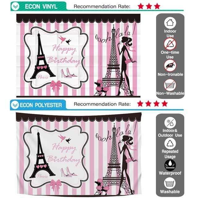 Allenjoy Eiffel Tower Paris Pink and White Stripe Backdrop for Sweet 16 - Allenjoystudio