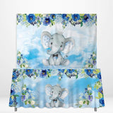 Allenjoy Elephant Floral Backrop Tablecloth for Boys - Allenjoystudio