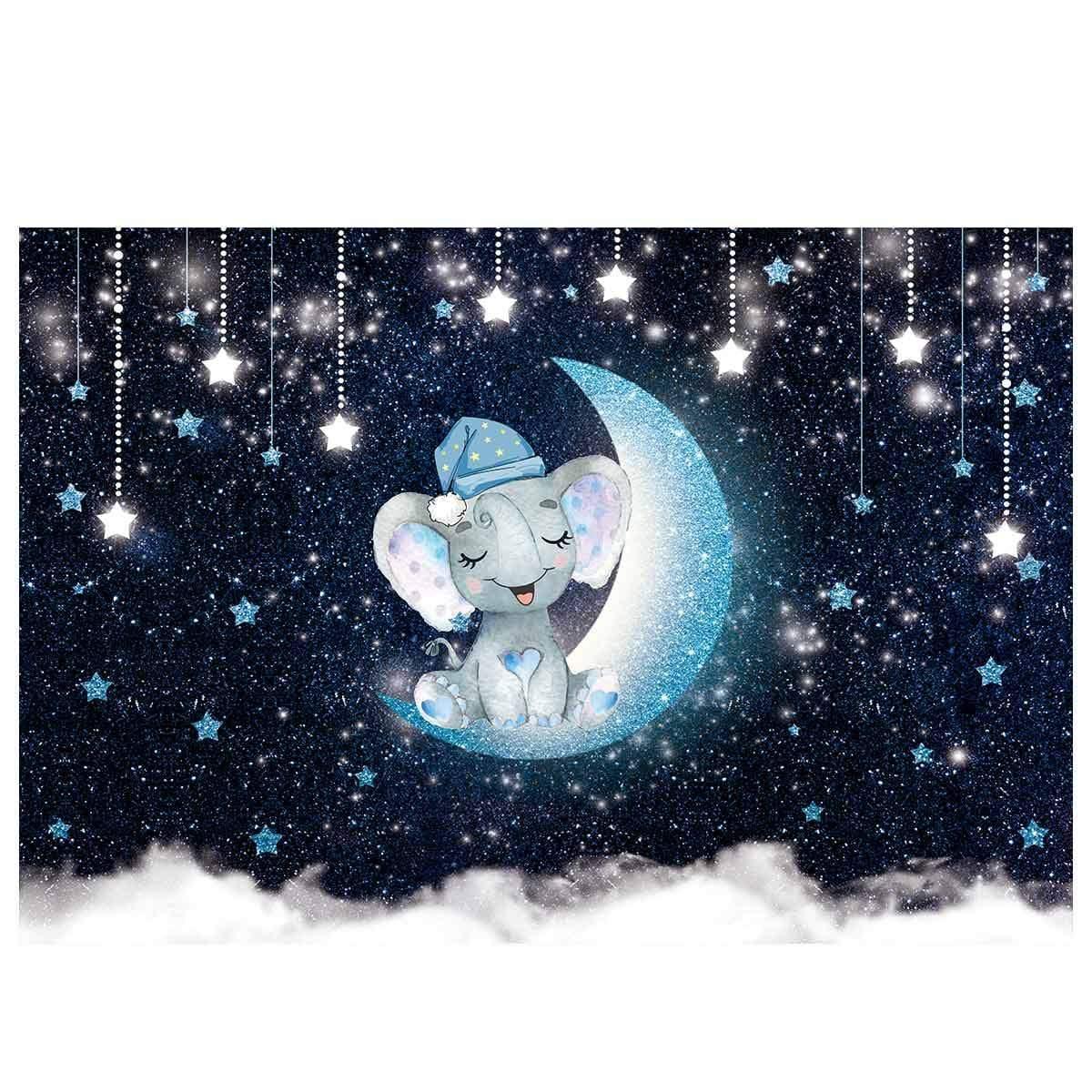 Allenjoy Elephant Twinkle Twinkle Little Star Glitter Starry Night Backdrop - Allenjoystudio