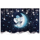 Allenjoy Elephant Twinkle Twinkle Little Star Glitter Starry Night Backdrop