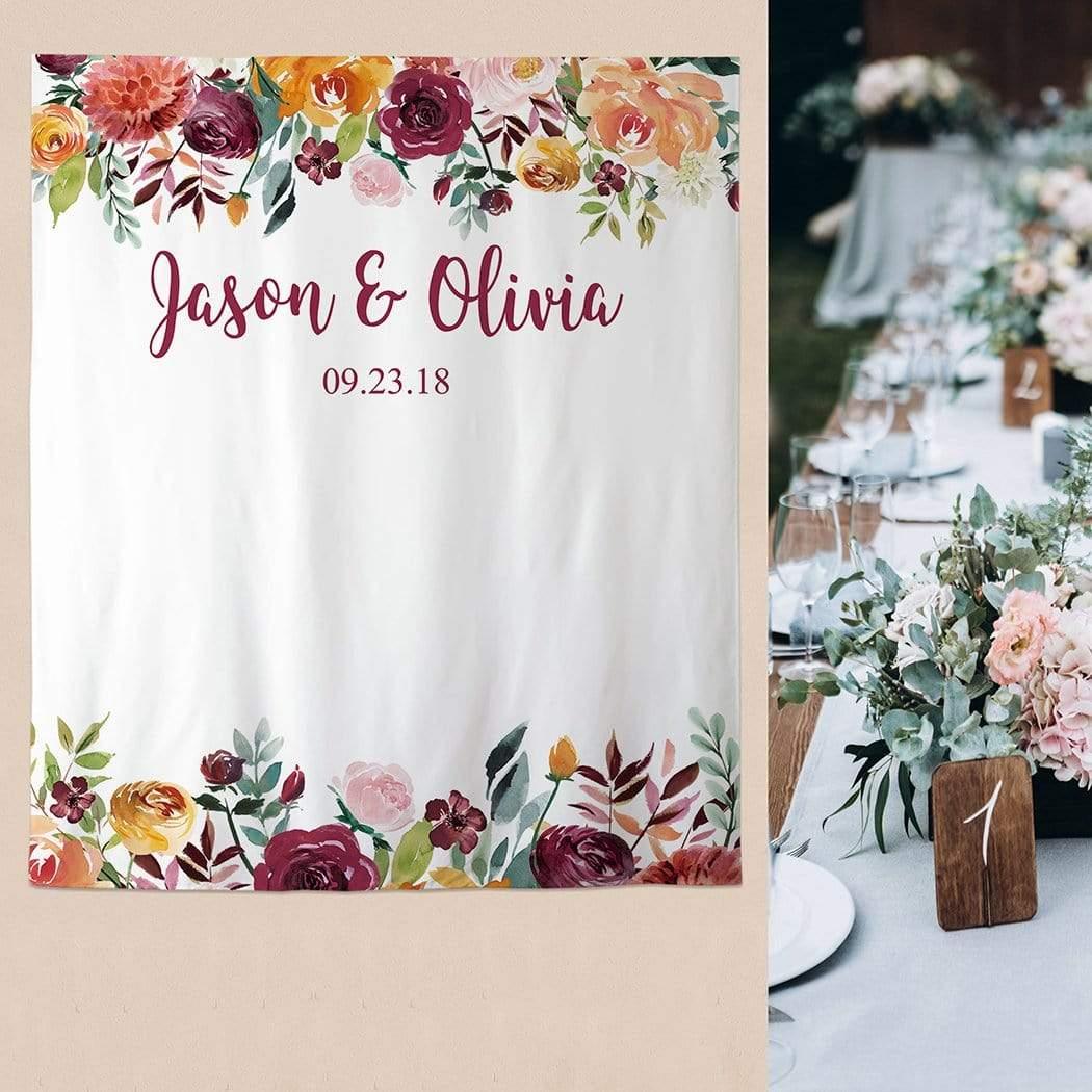 Allenjoy Fabric Floral Backdrop Wedding Bridal Shower Anniversary Love Custom Background - Allenjoystudio