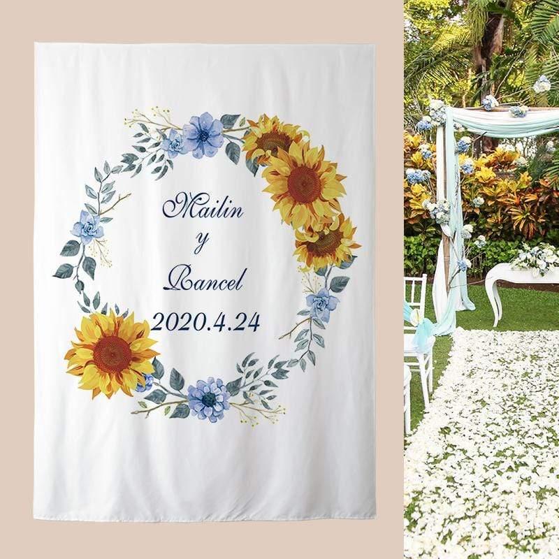 Allenjoy Fabric Floral Ring Backdrop Wedding Bridal Shower Anniversary Love Support Personalized - Allenjoystudio