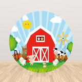 Allenjoy Farm Aninmal Cartoon Round Backdrop - Allenjoystudio
