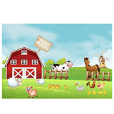 Allenjoy Farm Backdrop Cartoon Animals Fence Wind Tower Blue Sky for Party studio - Allenjoystudio