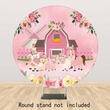 Allenjoy Farm Flower Animal Pink Round Backdrop - Allenjoystudio