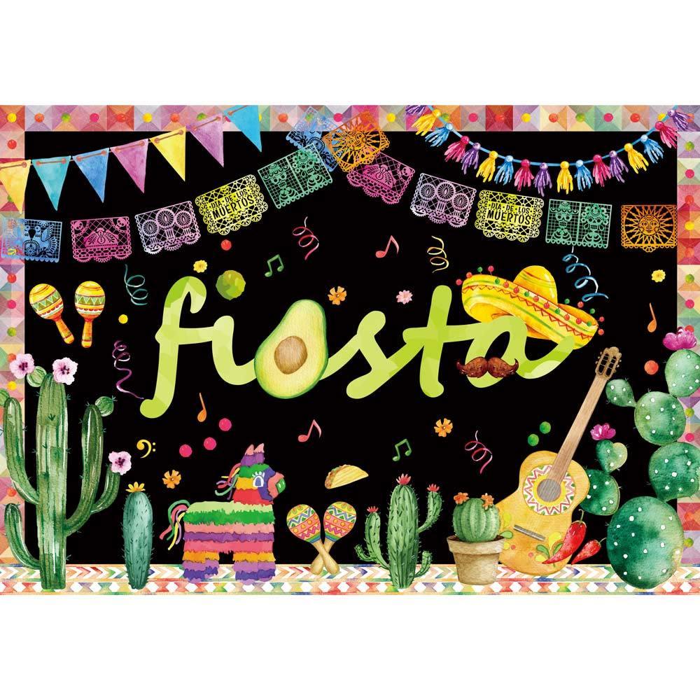 Allenjoy Fiesta Mexican Backdrop Avocado Flag Cactus Alpaca Cinco De Mayo Party - Allenjoystudio