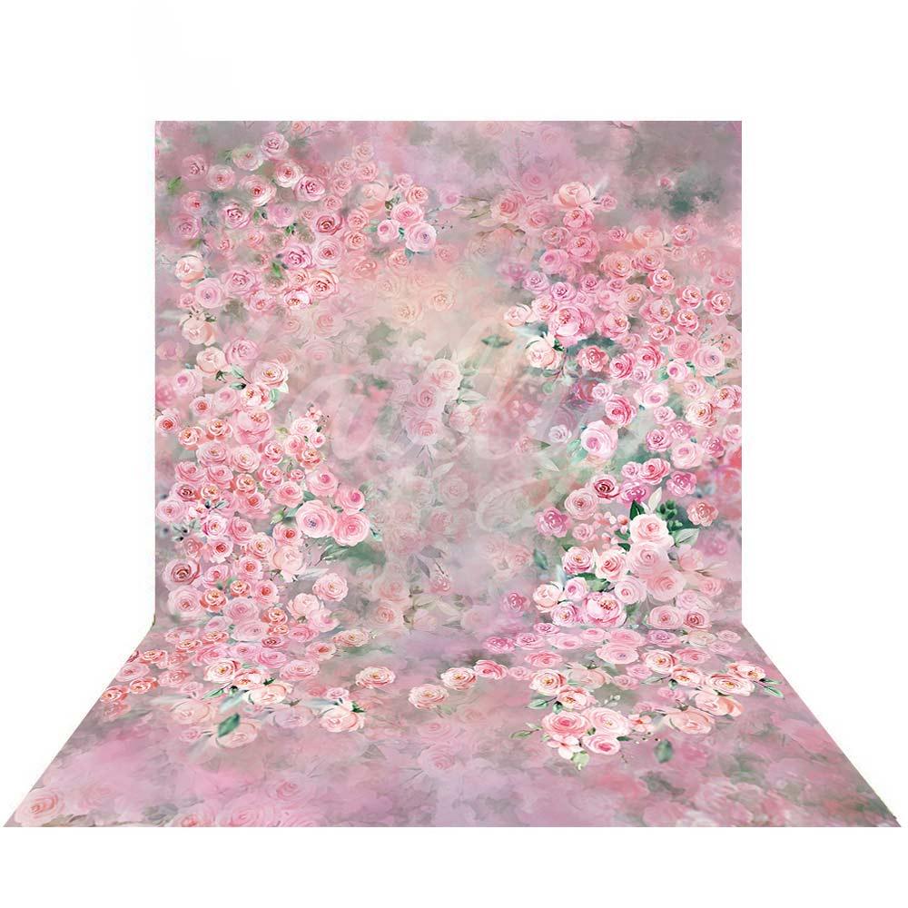 Allenjoy Pink Florals Hand Painting Photography Backdrop - Allenjoystudio